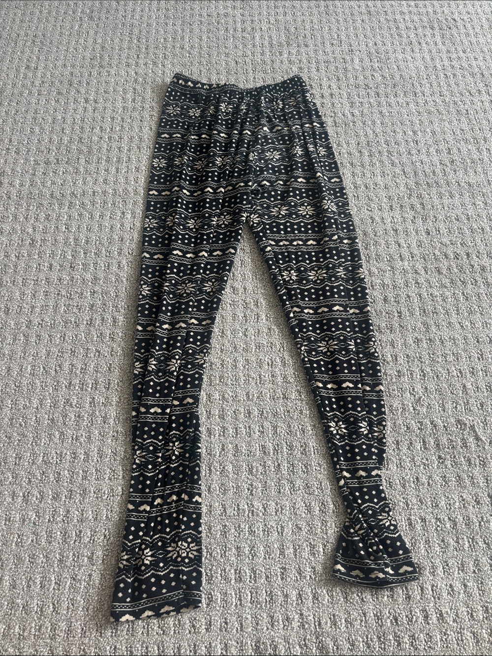 Kids Black & Cream Patterned Leggings